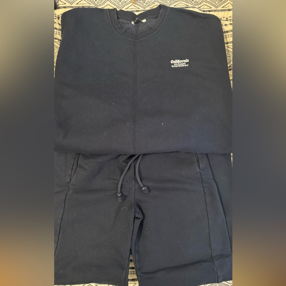 Zara Navy Elastic Waist Joggers